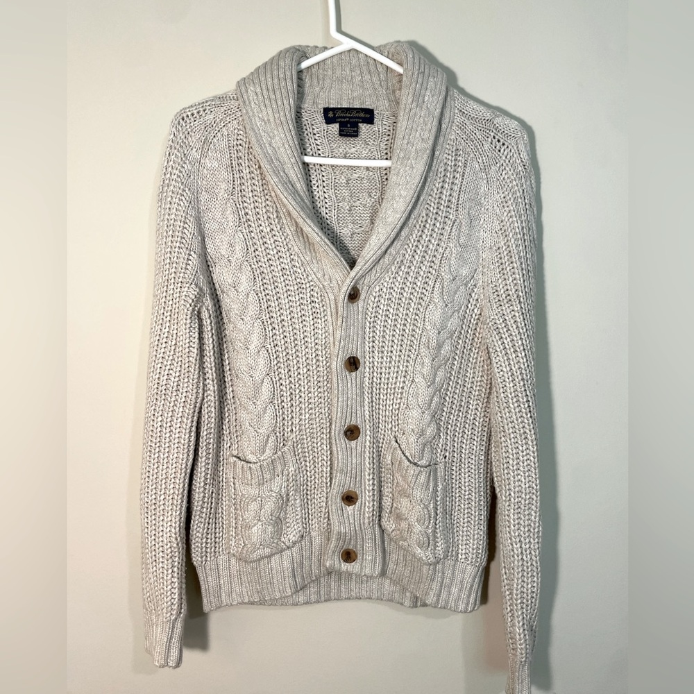 Brooks Brothers Cardigan - Cable Knit Shawl Neck - Small